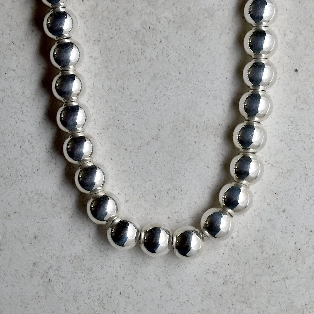 8mm Classic Silver Ball Necklace