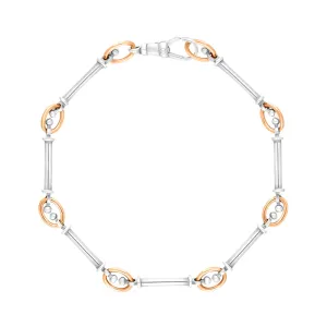 9ct Rose Gold Sterling Silver Handmade Baton Link Bracelet