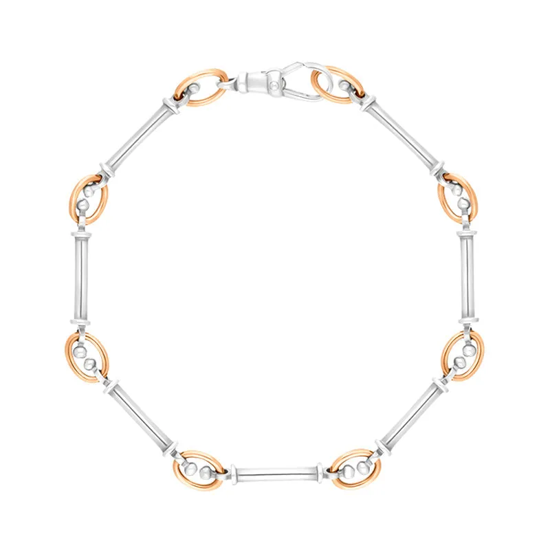 9ct Rose Gold Sterling Silver Handmade Baton Link Bracelet