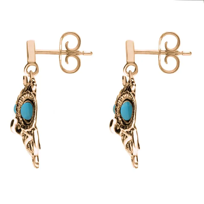 9ct Rose Gold Turquoise Owl Stud Earrings
