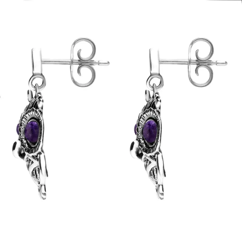 9ct White Gold Blue John Owl Stud Earrings
