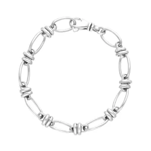 9ct White Gold Handmade Cable Chain Bracelet