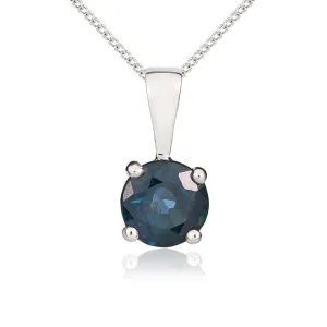 9ct White Gold Sapphire 5mm Round Claw Set Necklace