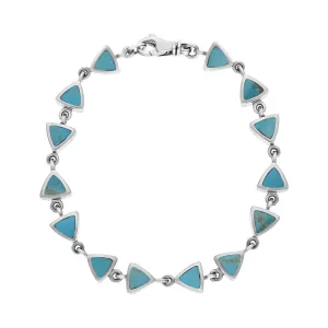 9ct White Gold Turquoise Curved Triangle Bracelet