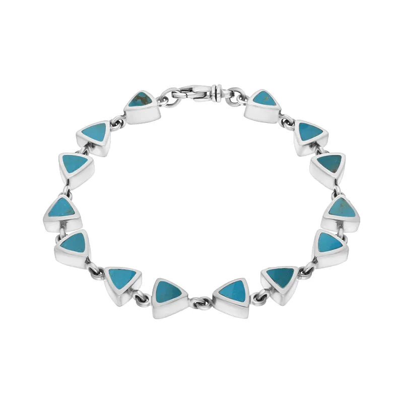 9ct White Gold Turquoise Curved Triangle Bracelet