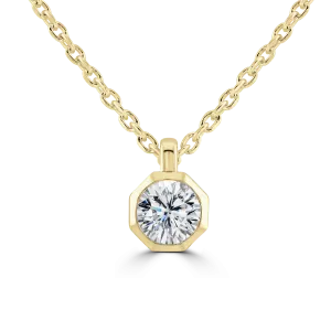 9ct Yellow Gold 0.25ct Diamond Solitaire Octagonal Necklace