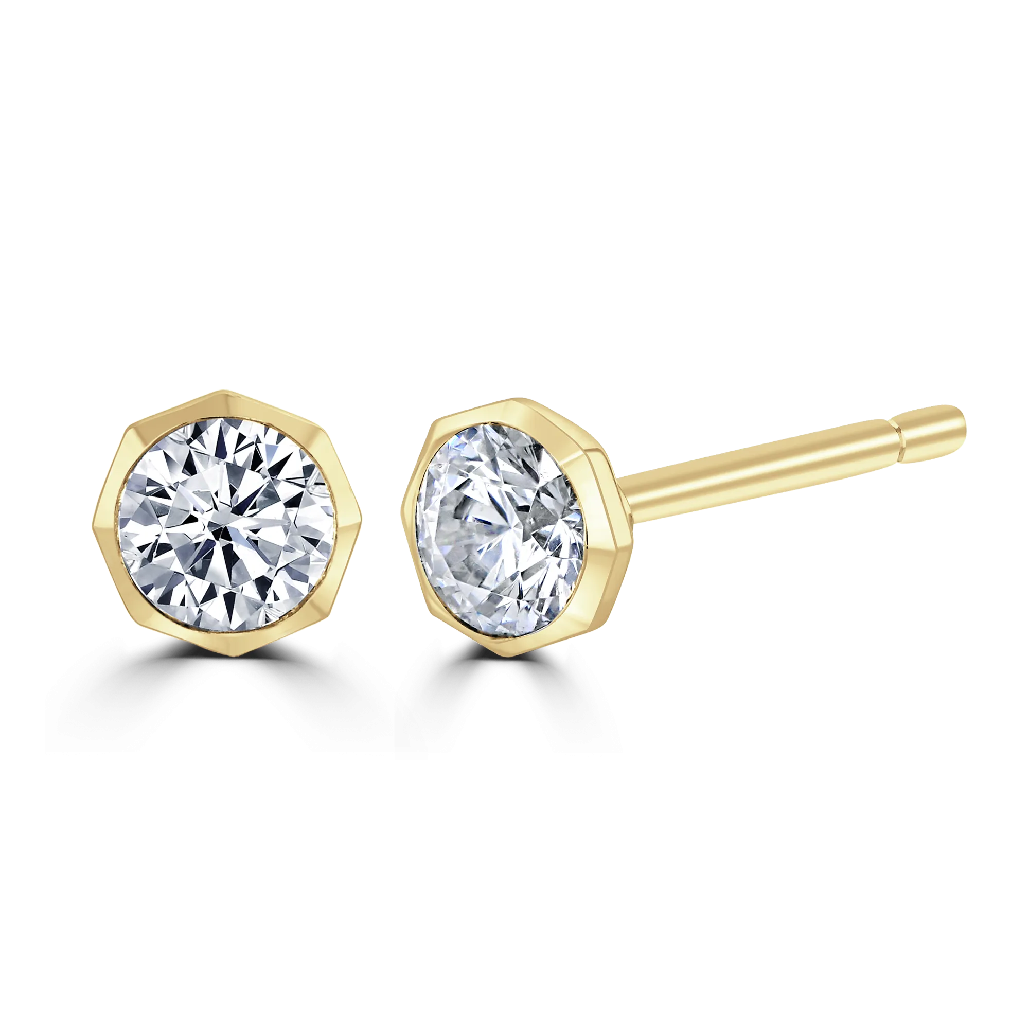 9ct Yellow Gold 0.30ct Diamond Solitaire Octagonal Stud Earrings