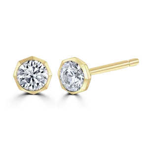 9ct Yellow Gold 0.30ct Diamond Solitaire Octagonal Stud Earrings