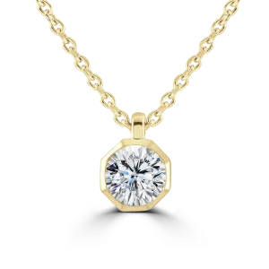 9ct Yellow Gold 0.40ct Diamond Solitaire Octagonal Necklace