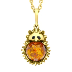 9ct Yellow Gold Amber Large Hedgehog Necklace