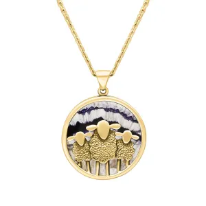 9ct Yellow Gold Blue John Round Sheep Pendant