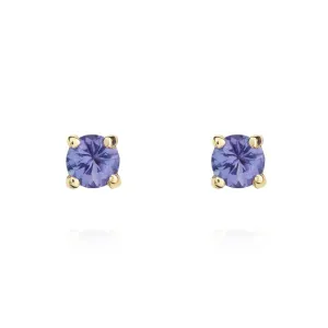 9ct Yellow Gold Tanzanite 3mm Round Claw Set Stud Earrings