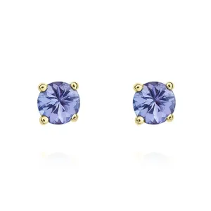 9ct Yellow Gold Tanzanite 4mm Round Claw Set Stud Earrings