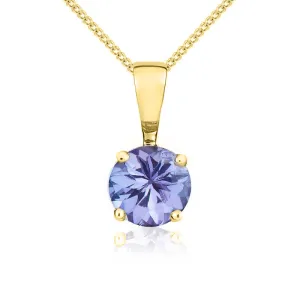 9ct Yellow Gold Tanzanite 5mm Round Claw Set Pendant