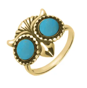 9ct Yellow Gold Turquoise Owl Eyes Ring