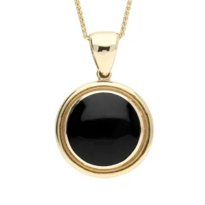 9ct Yellow Gold Whitby Jet Framed Round Necklace