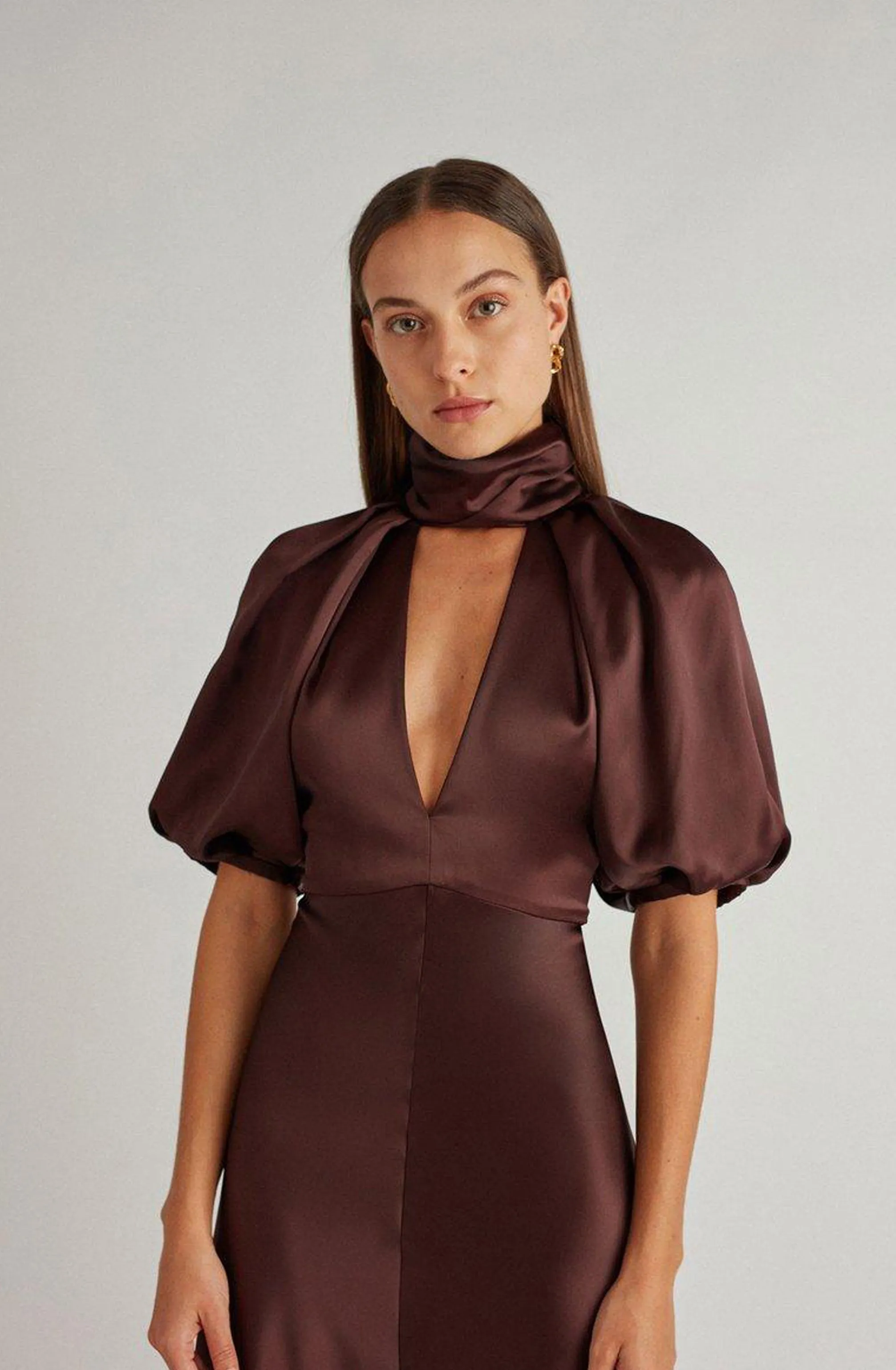 Abbie V Neck Gown Burgundy by Camilla and Marc