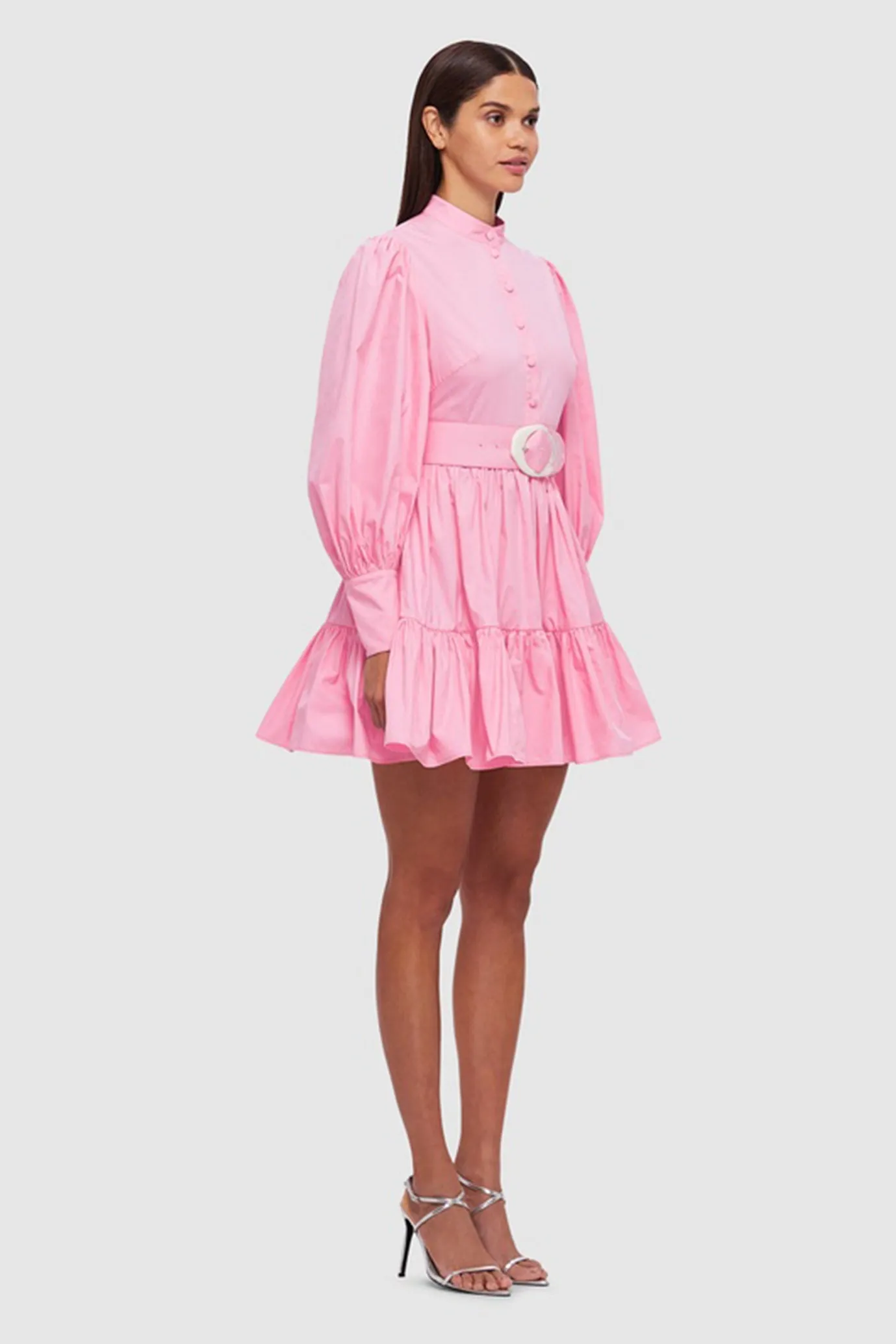 Alexandra Belted Mini Dress Bubblegum by Leo Lin
