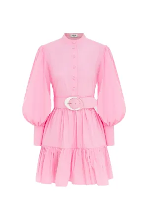 Alexandra Belted Mini Dress Bubblegum by Leo Lin