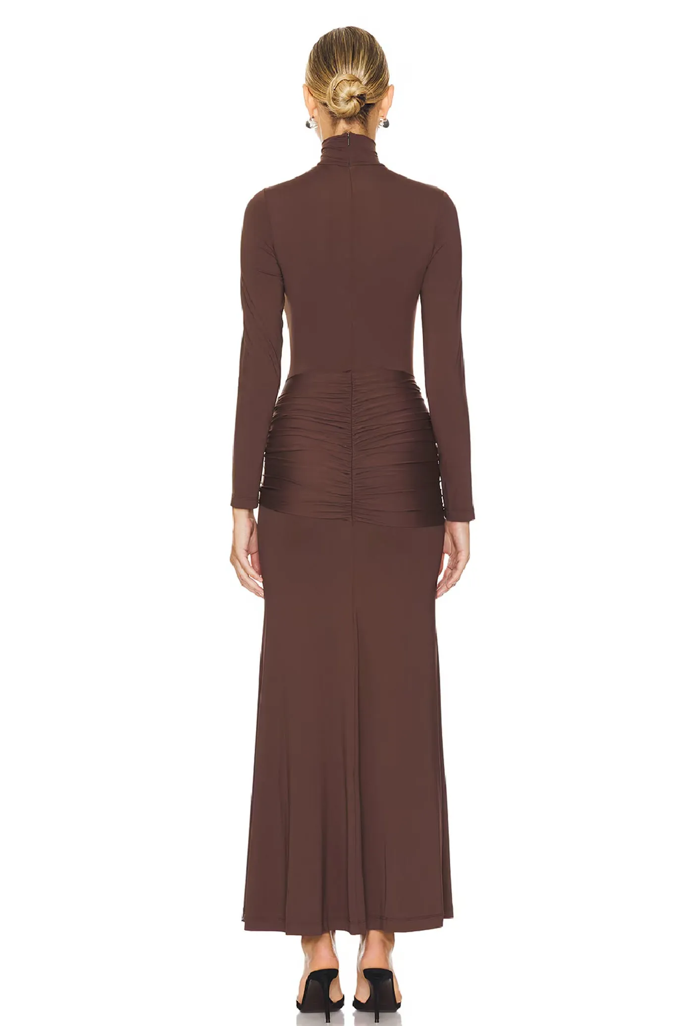Alix Maxi Tie Front Dress In Chocolate By Bardot