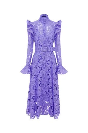 Aliyah Lace Butterfly Sleeve Midi Dress Lavender by Leo Lin