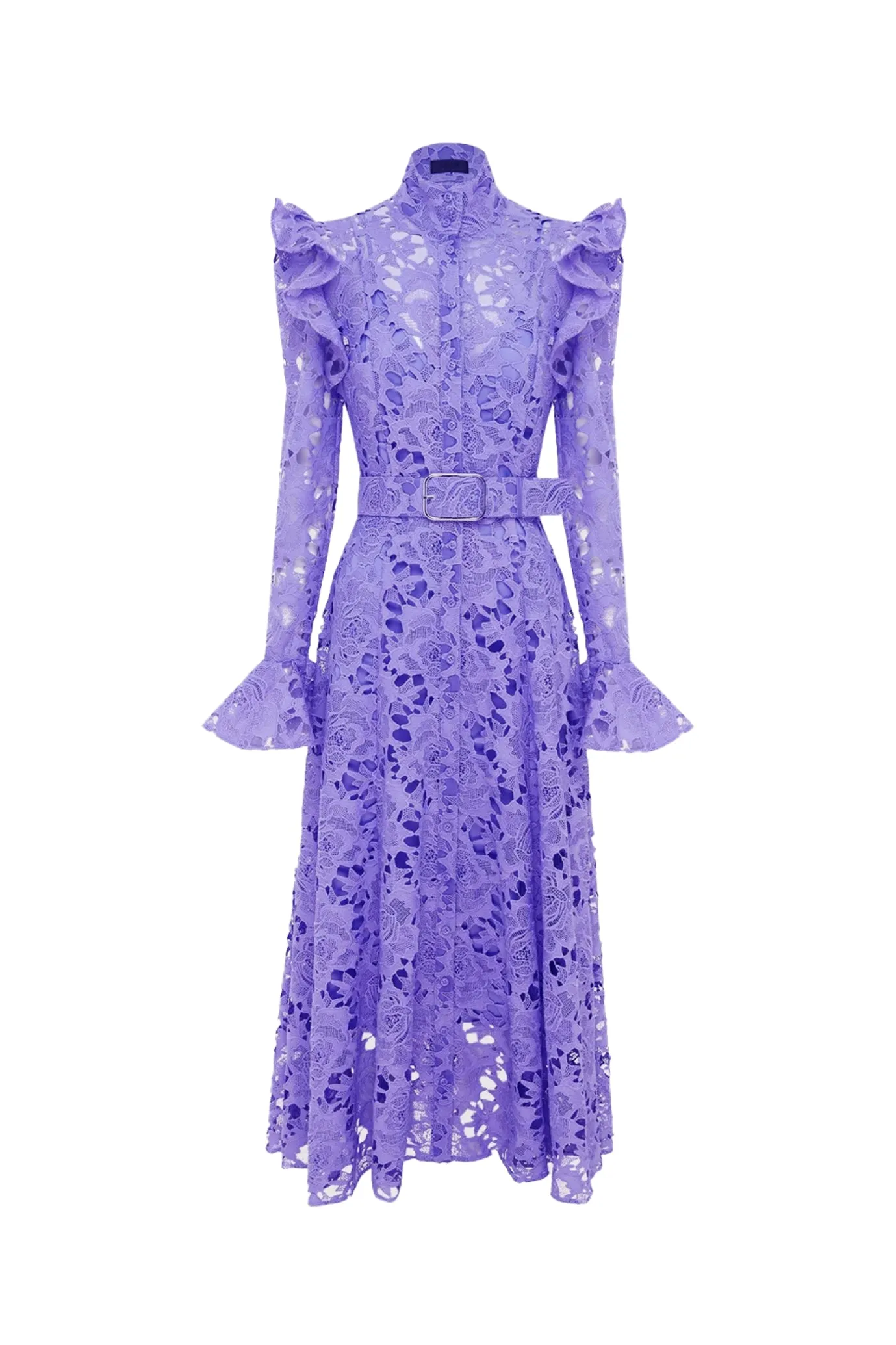 Aliyah Lace Butterfly Sleeve Midi Dress Lavender by Leo Lin