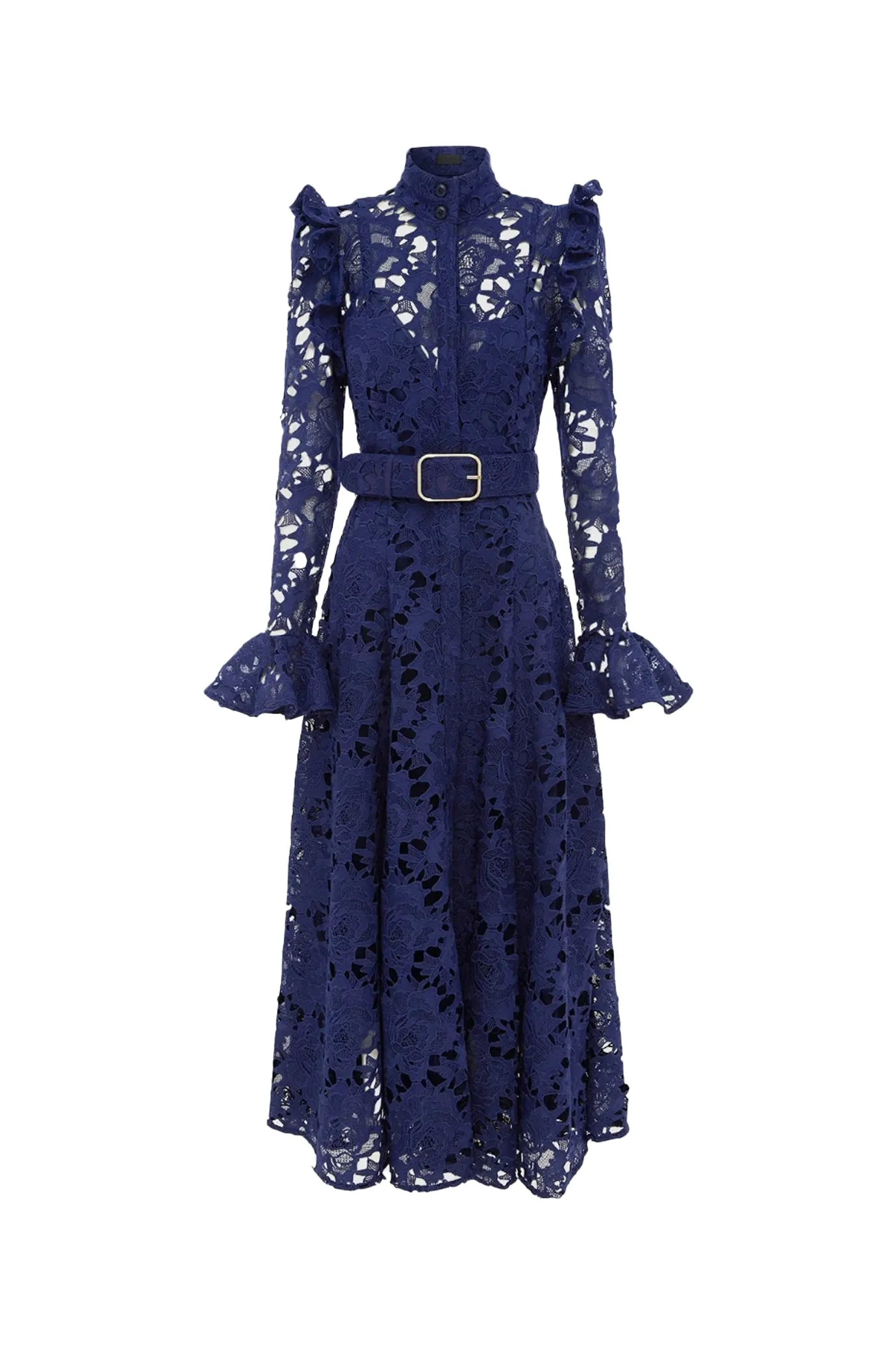 Aliyah Lace Butterfly Sleeve Midi Dress Oxford Blue by Leo Lin