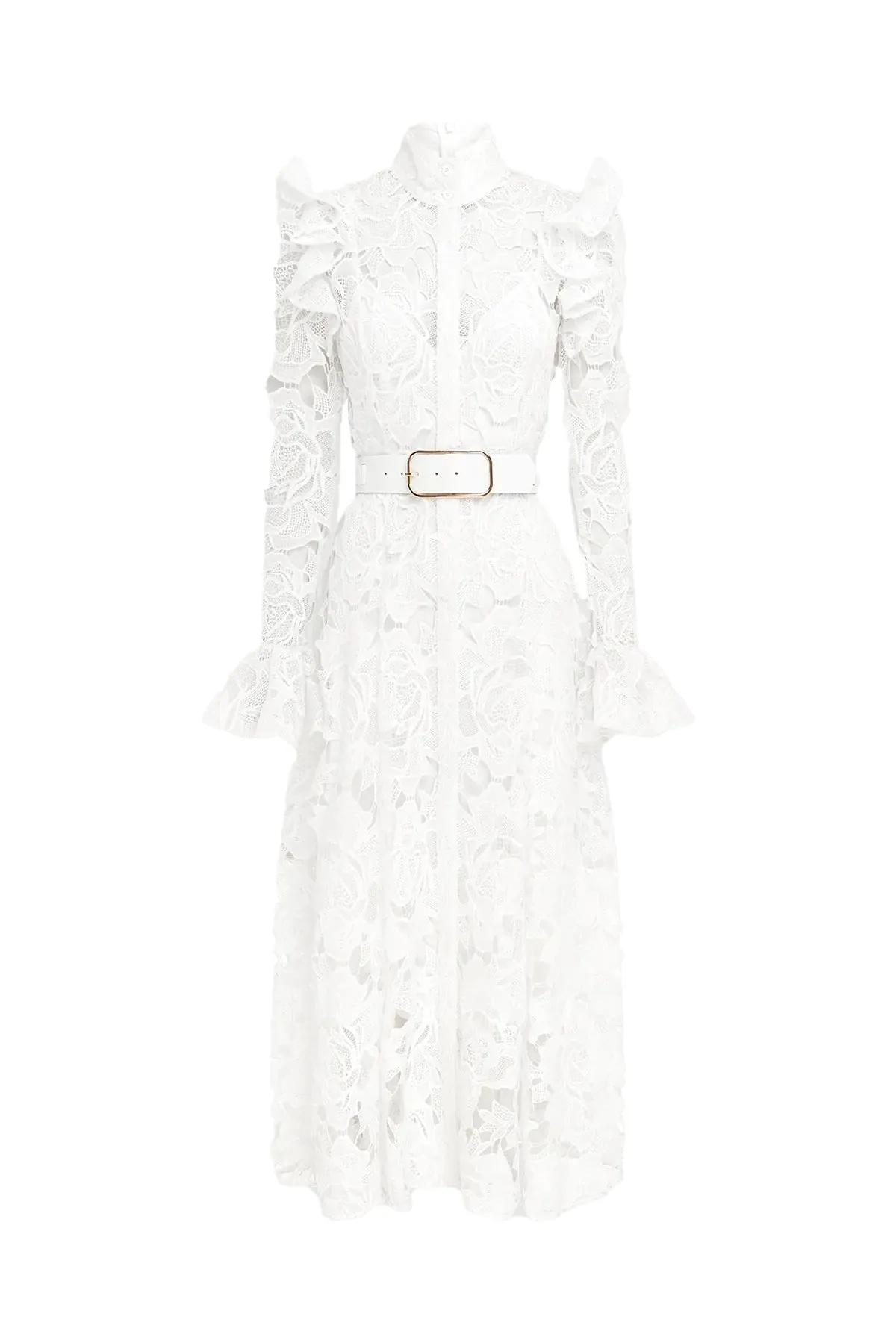 Aliyah Lace Butterfly Sleeve Midi Dress Snow by Leo Lin
