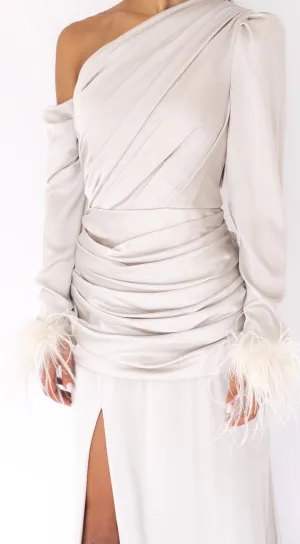 Alyssa Feather Gown Silver Grey by HSH