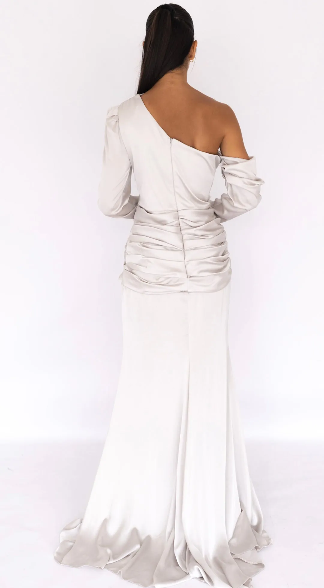 Alyssa Feather Gown Silver Grey by HSH