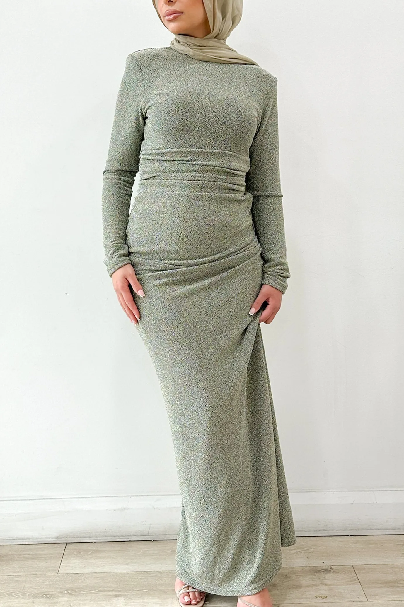 Amani Fitted Stretch Metallic Dress Gold by Fatima K Designs
