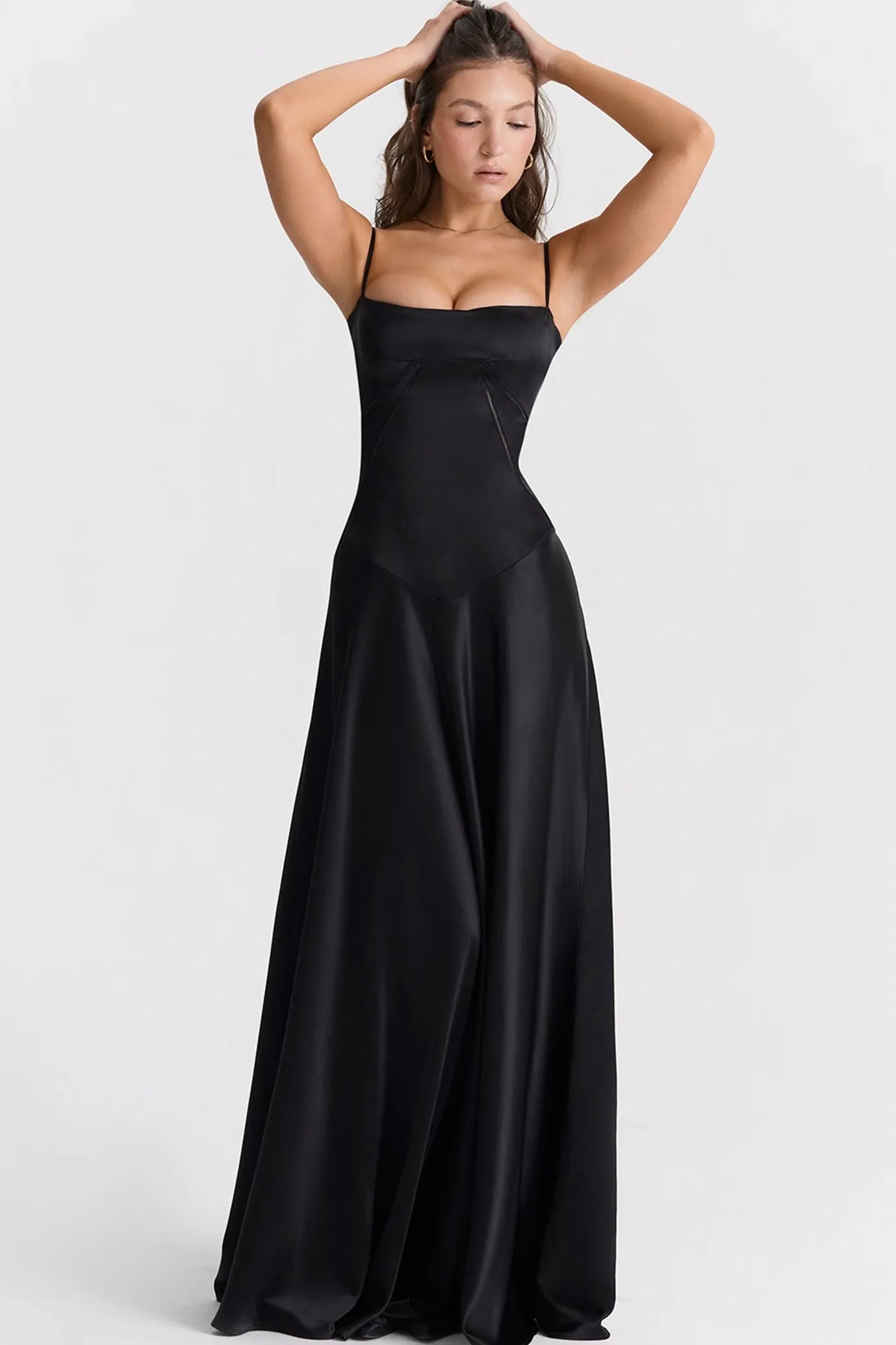 Anabella Black Lace Up Maxi Dress by House of CB
