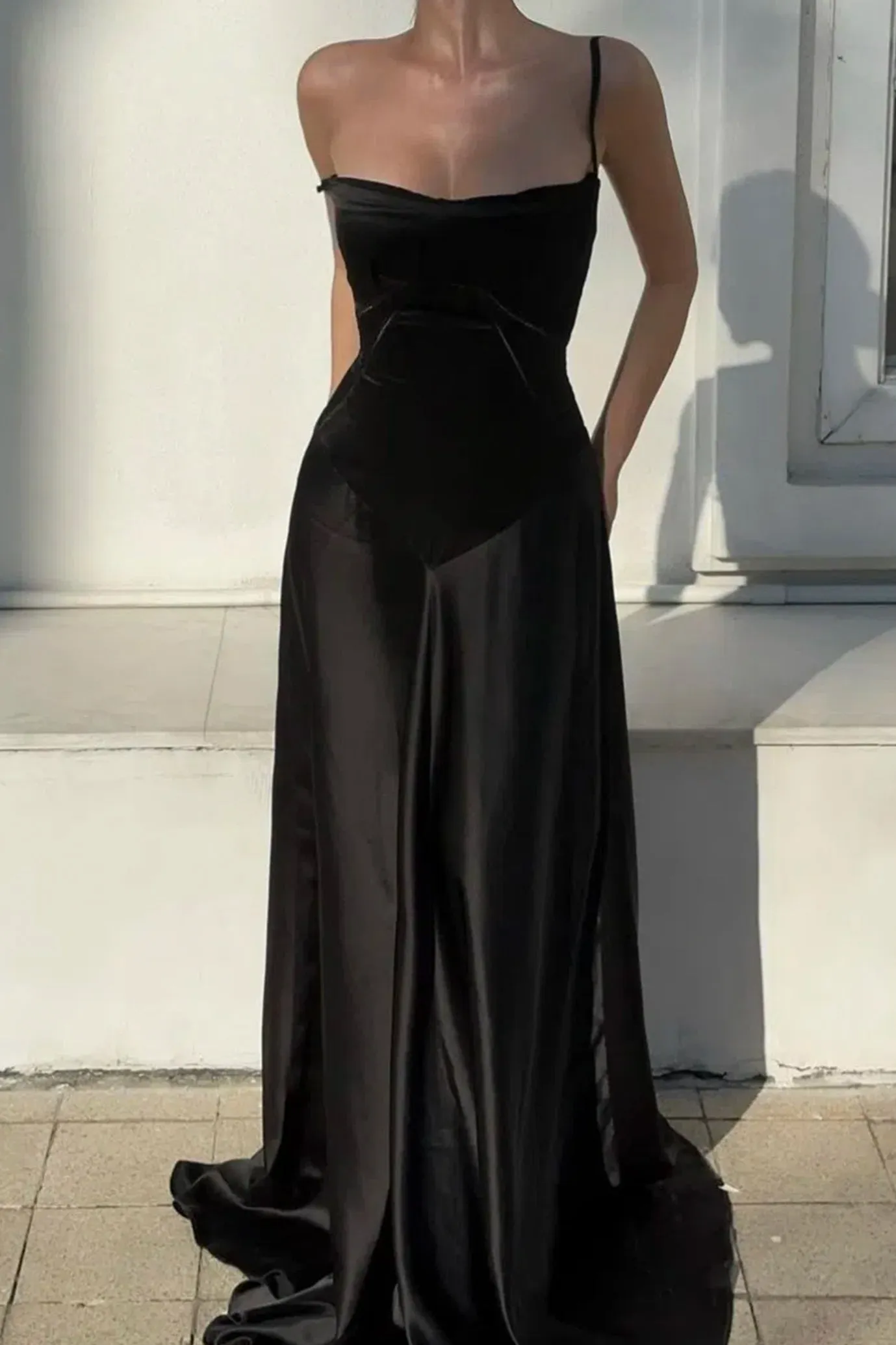 Anabella Black Lace Up Maxi Dress by House of CB