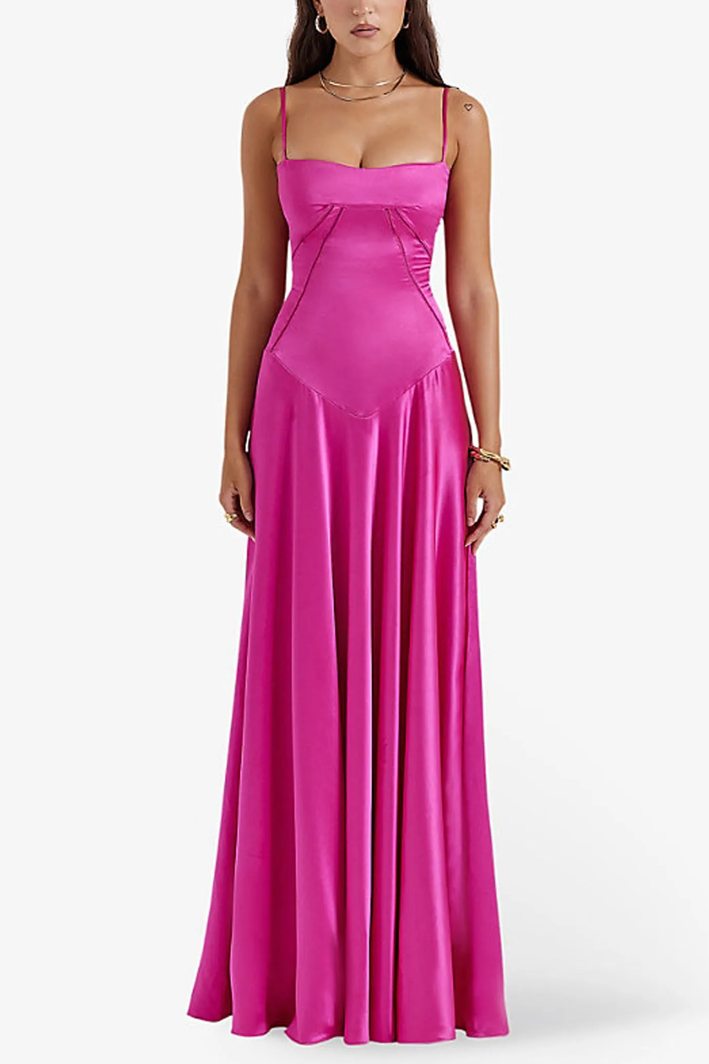 Anabella Fuchsia Lace Up Maxi Dress by House of CB