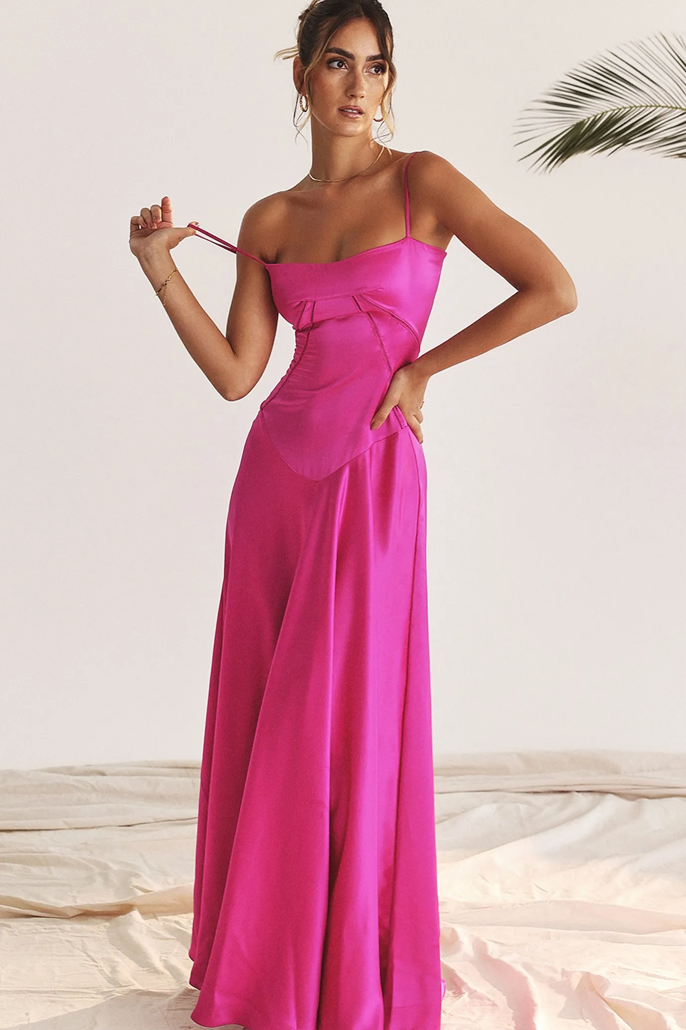 Anabella Fuchsia Lace Up Maxi Dress by House of CB