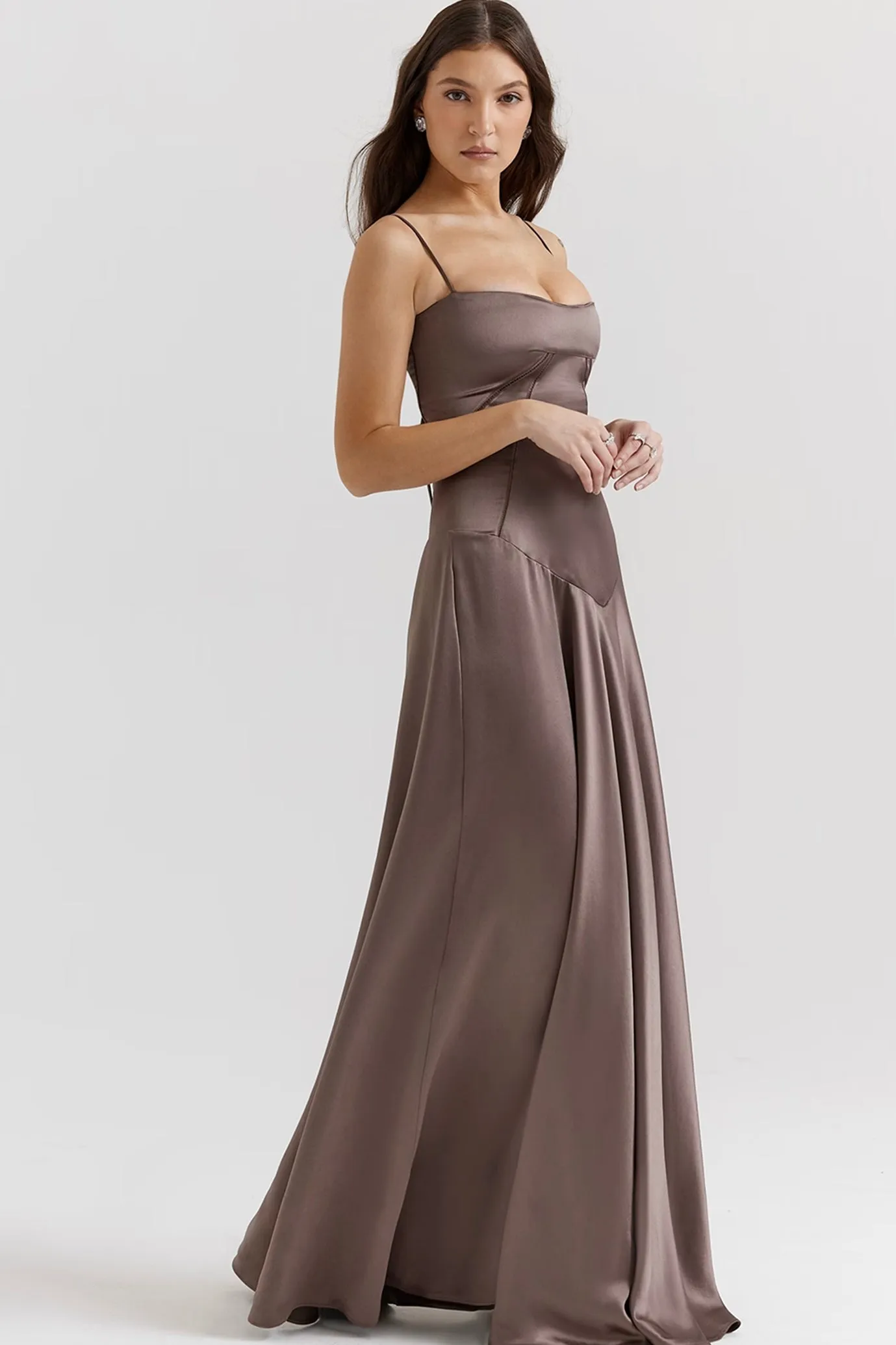 Anabella Smoke Lace Up Maxi Dress by House of CB