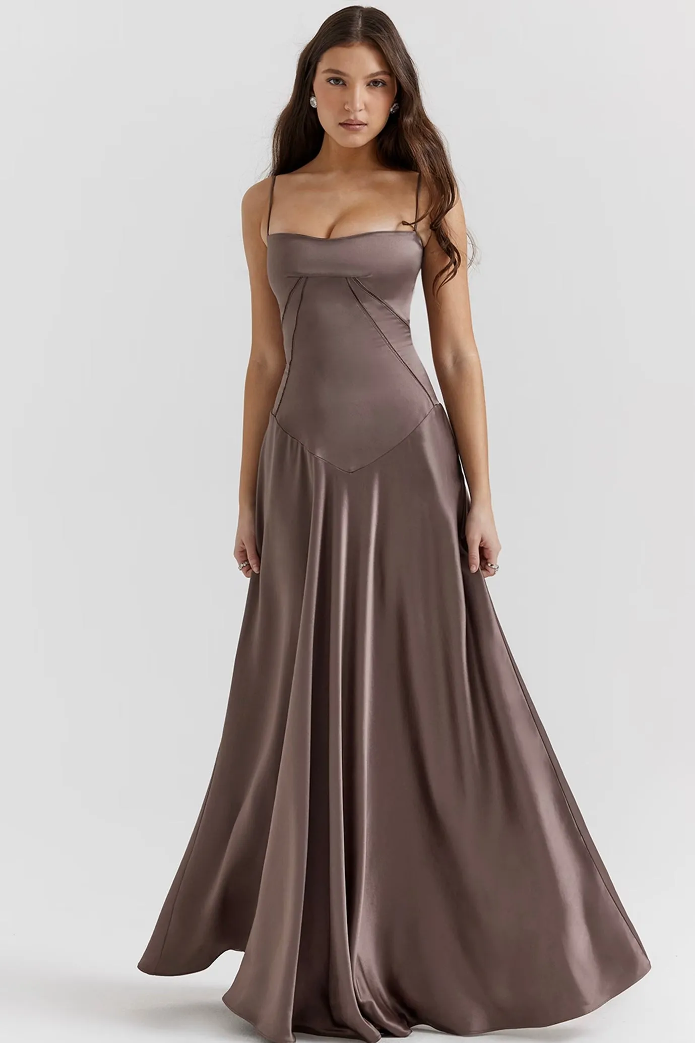 Anabella Smoke Lace Up Maxi Dress by House of CB