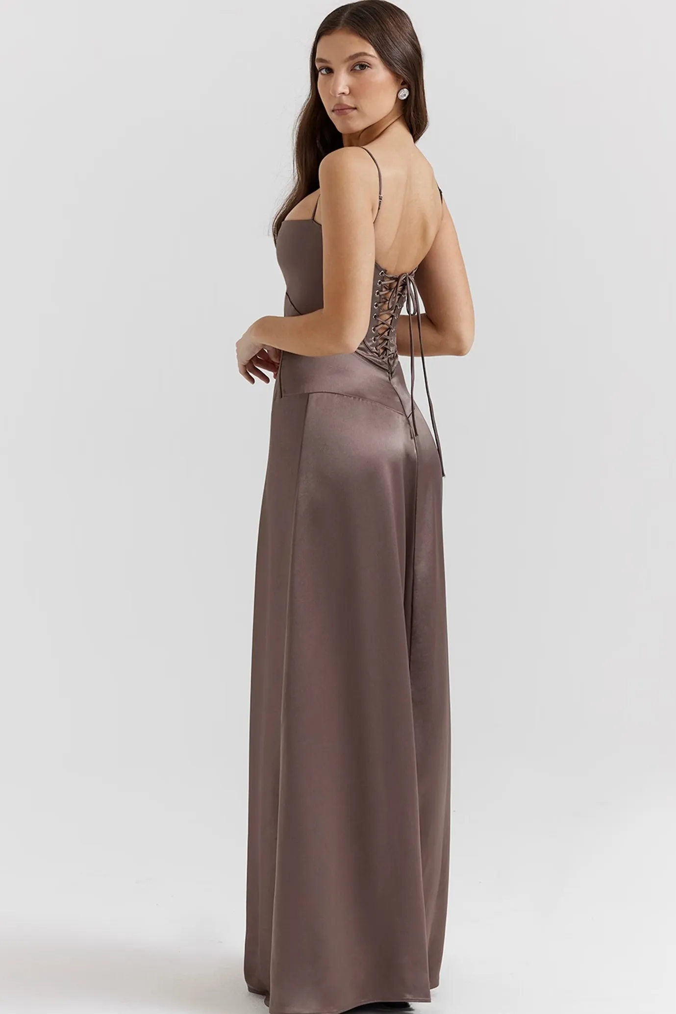 Anabella Smoke Lace Up Maxi Dress by House of CB
