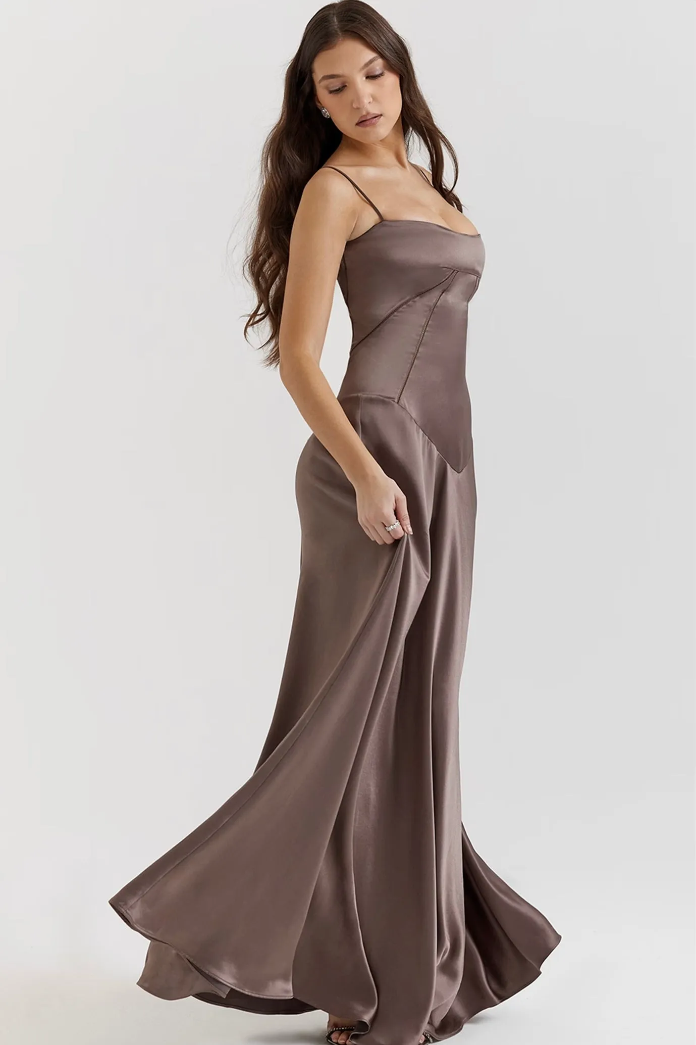 Anabella Smoke Lace Up Maxi Dress by House of CB