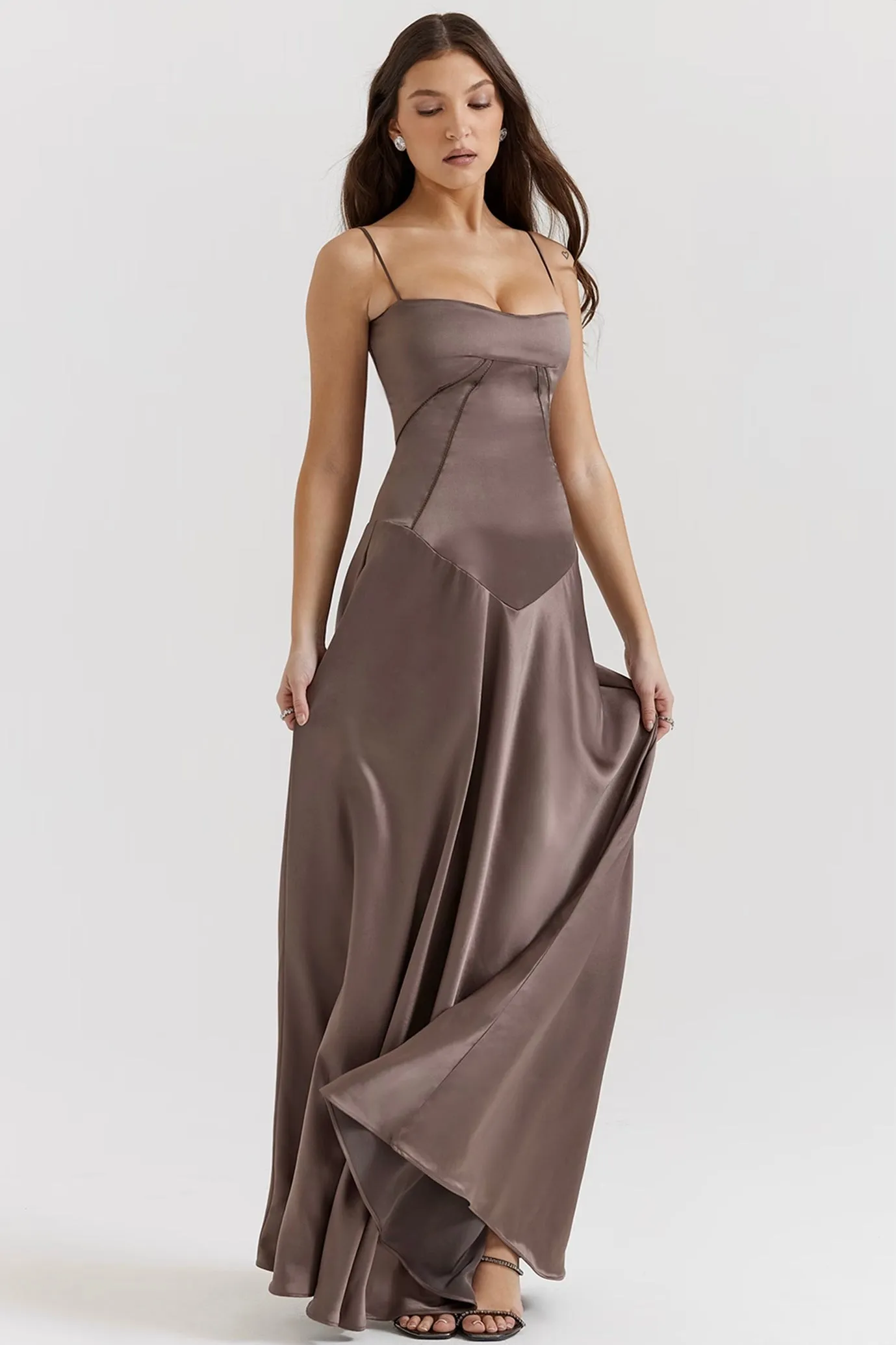 Anabella Smoke Lace Up Maxi Dress by House of CB