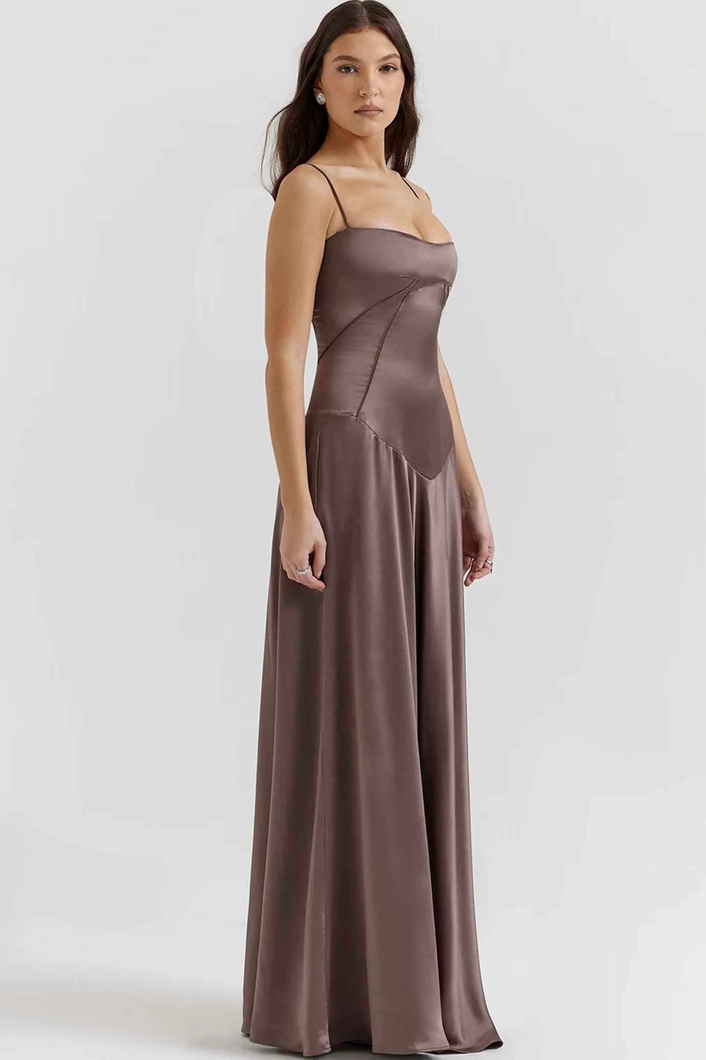 Anabella Smoke Lace Up Maxi Dress by House of CB