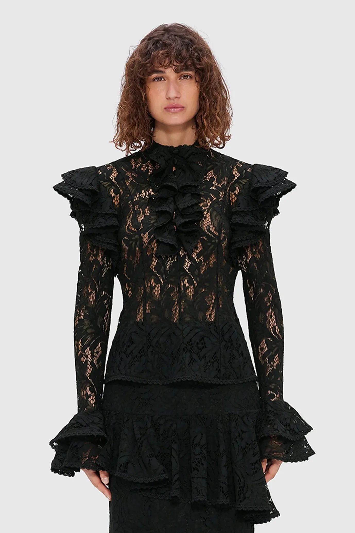 Anna Lace Blouse & Amaya Lace Maxi Skirt by Leo Lin