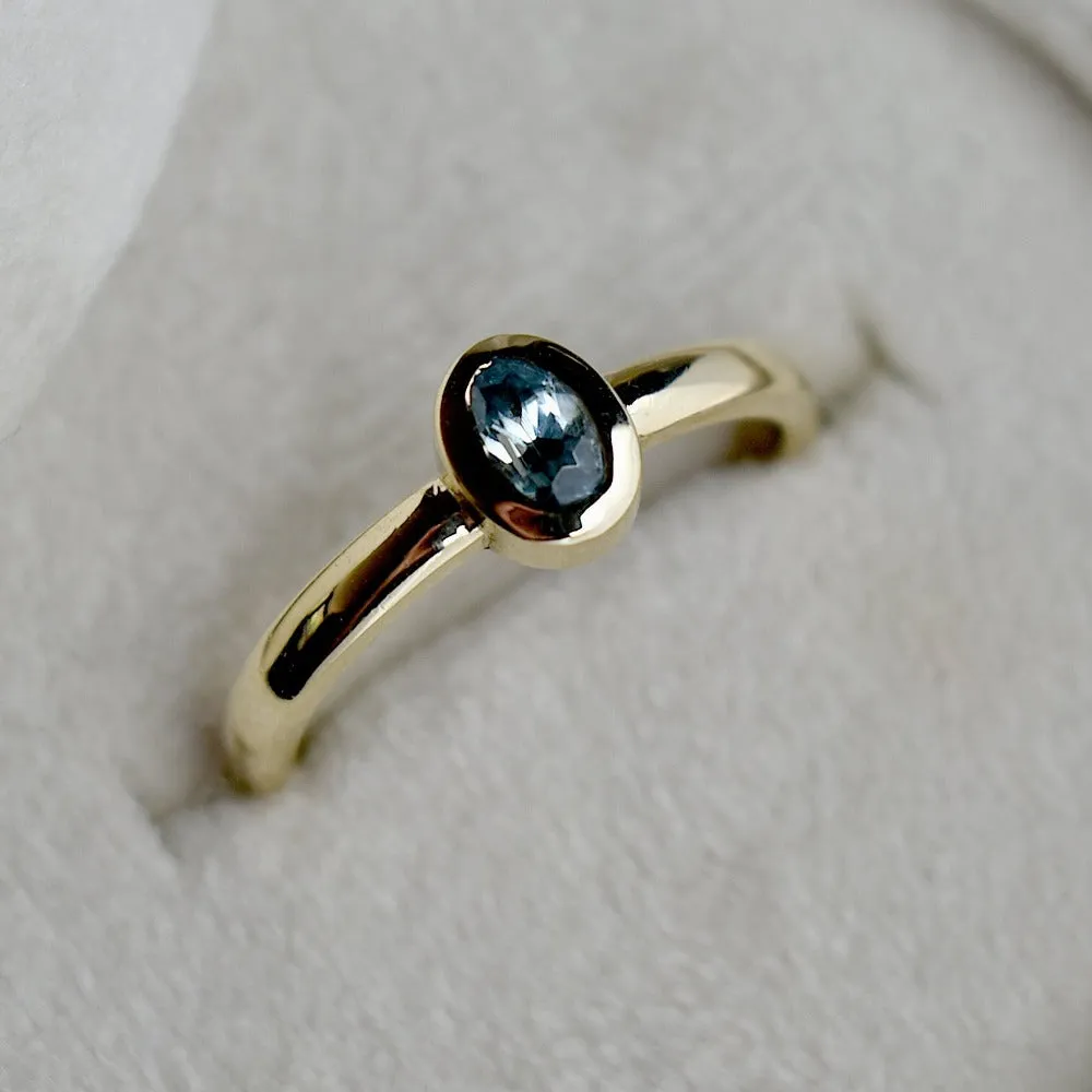 Bezel Set Blue Zircon Ring