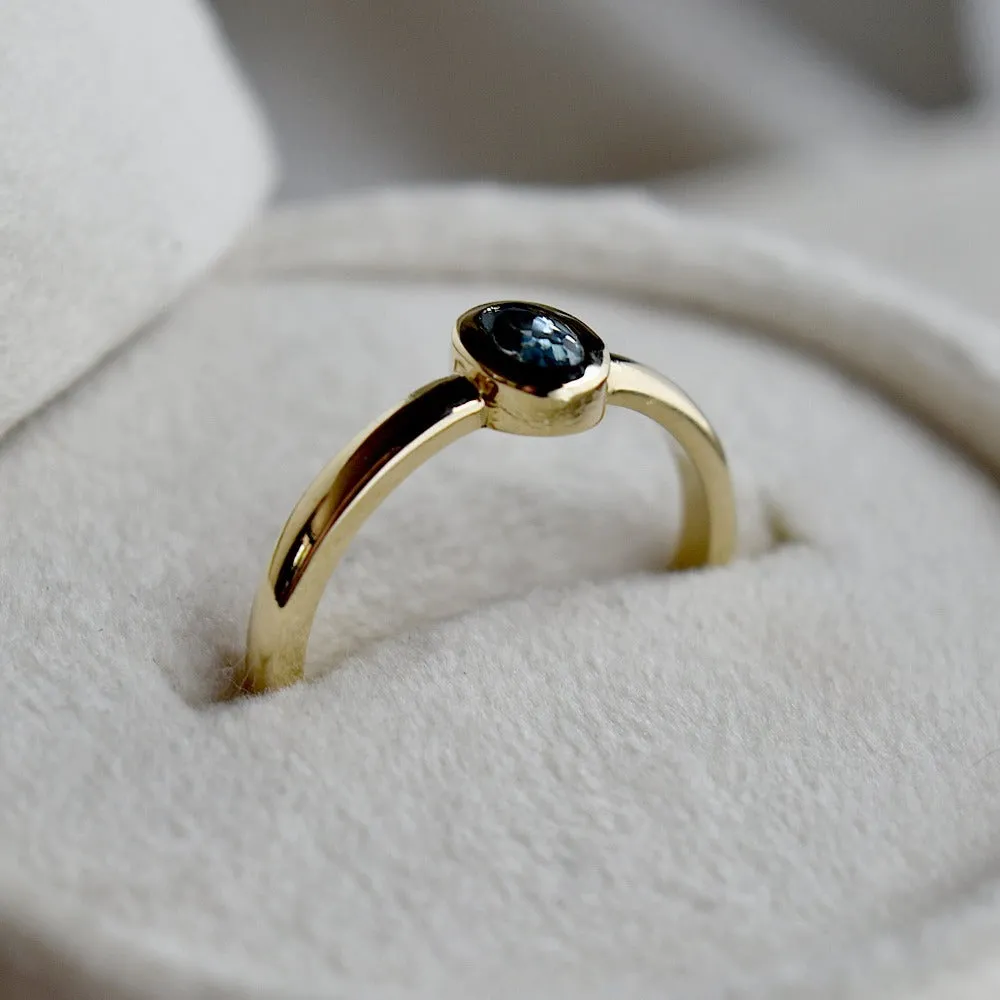 Bezel Set Blue Zircon Ring