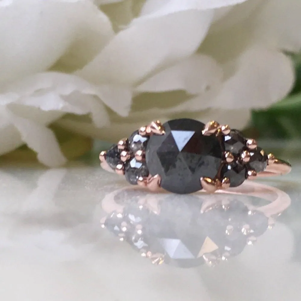 Black Diamond Cluster Ring