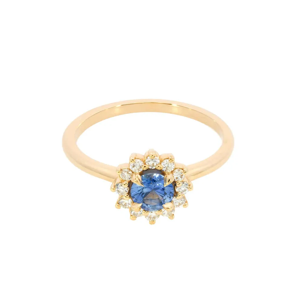 Blue Sapphire Rosetta Engagement Ring