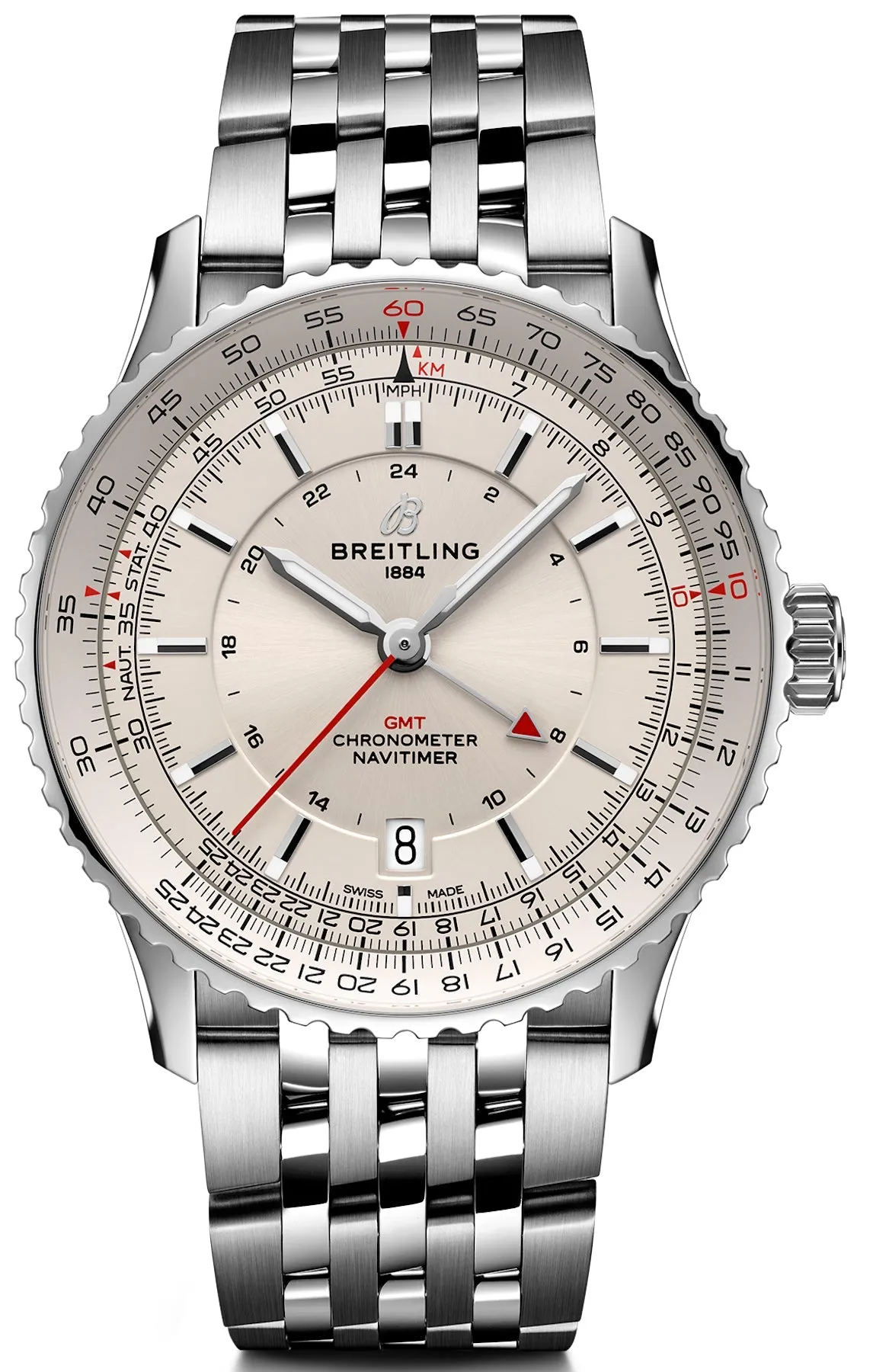 Breitling Navitimer Automatic GMT 41 Cream Bracelet Watch