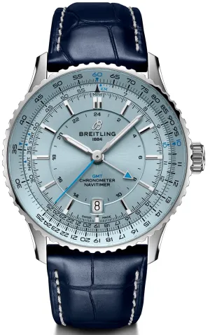 Breitling Navitimer Automatic GMT 41 Light Blue Leather Watch