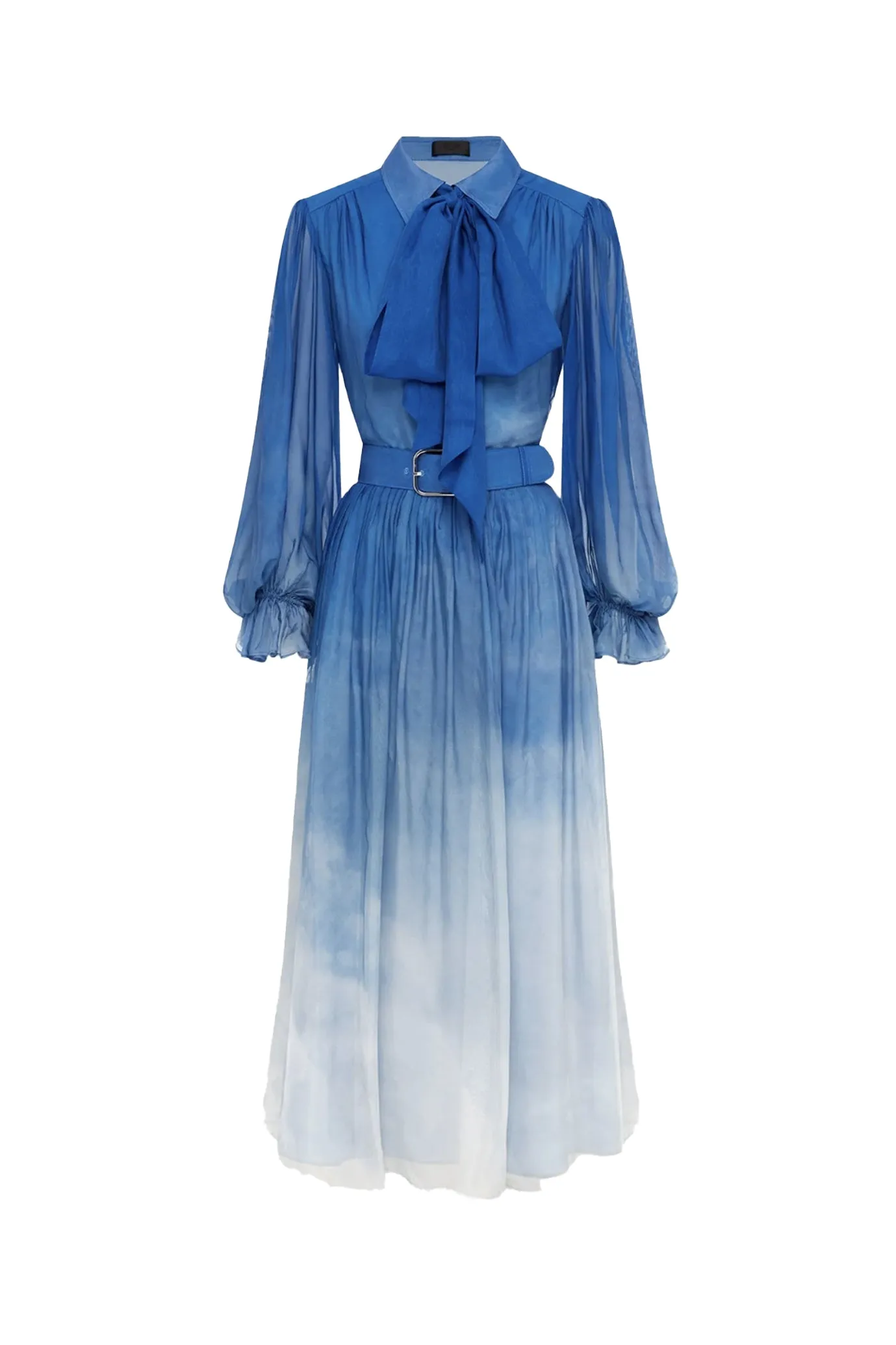 Cassie Tie Neck Midi Dress Aerial Print by Leo & Lin