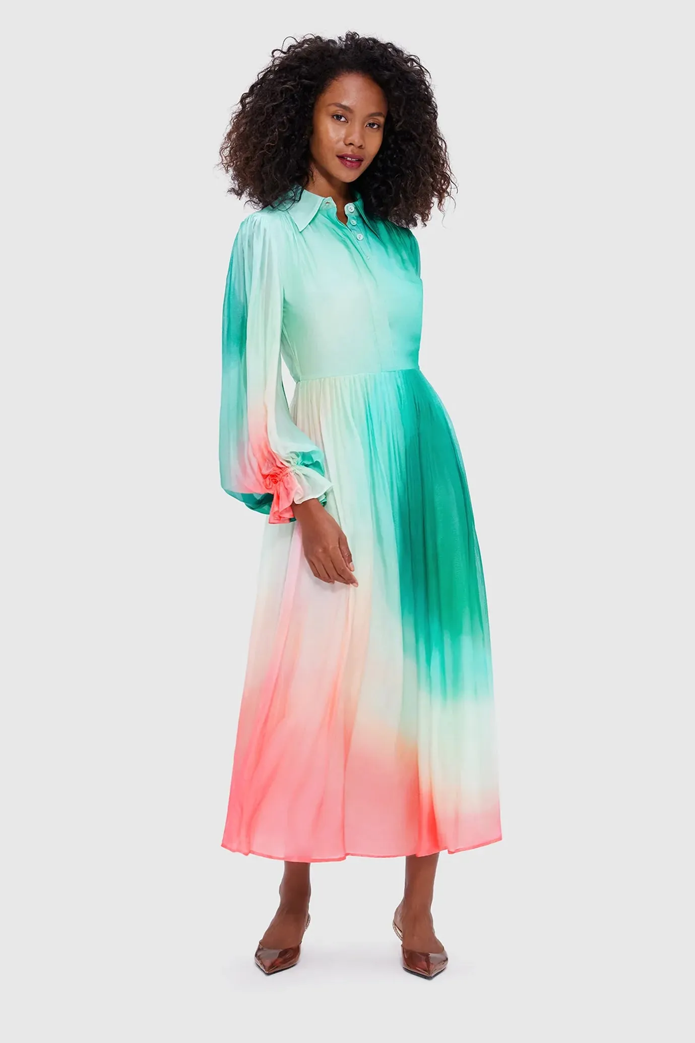 Cassie Tie Neck Midi Dress Whimsical Print by Leo & Lin